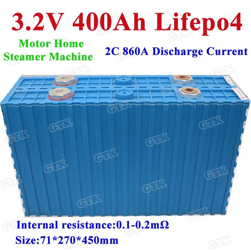 

4pcs 3.2V 430Ah 400Ah Lifepo4 lithium battery 2C discharge for 12v 24v motor home/steamer machine/stored energy battery pack