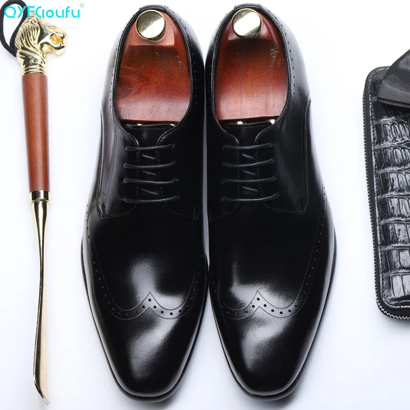 

Vintage Men Shoes Formal Genuine Leather Business Casual Shoes Men Dress Office Luxury Shoes Male Breathable Oxfords