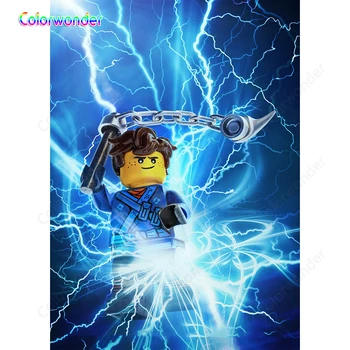 

Colorwonder Photography Background Lego Warrior with Weapons 5x7ft Blue Thunder Seamless Backdrop for Photo Booth Studio Prop