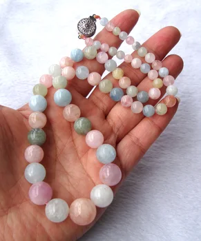 

Free Shipping Natural Morganite Round Beads Necklace Women Jewelry accessories weddings parties Valentine's birthday gift