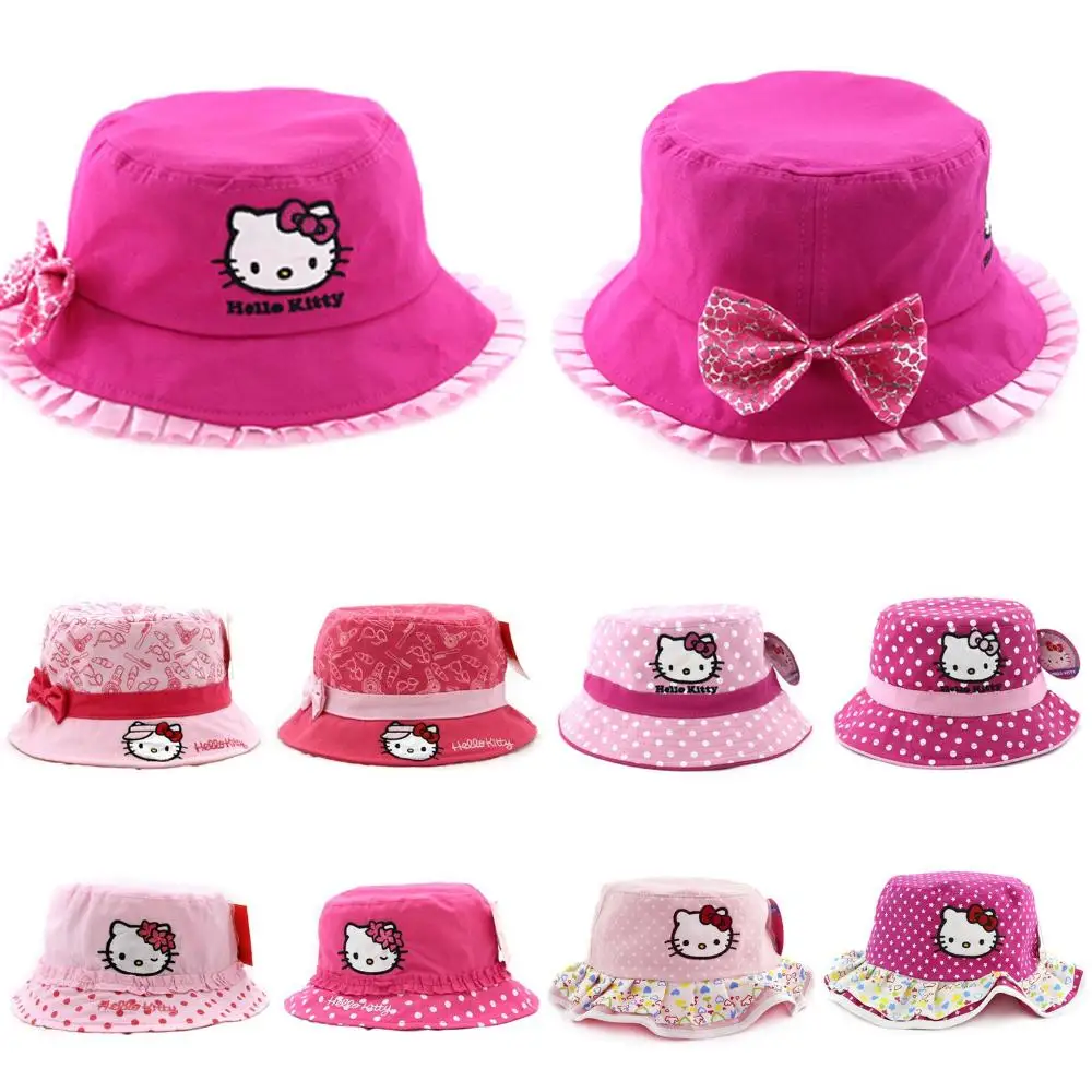 2014 new cap baby & kids bucket hat hello kitty children accessories fishing hat outdoor summer