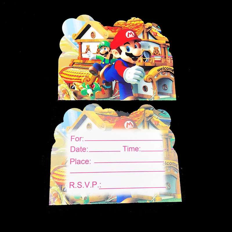 10pcs Lot Super Mario Theme Invitations Mario Birthday Party Decorations Mario Bros Theme Party Invitations Cards Aliexpress Home Garden