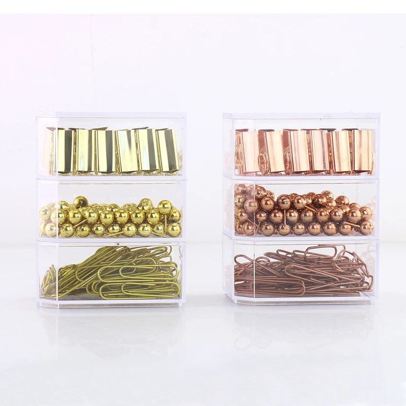 Rose Gold Fashion Paperclip binder Clips push pin Photo Clip Paper Clips Decorative Gift Stationary Office Supplies H0162