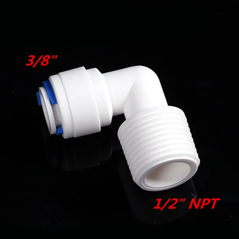 

3/8" Hose Connection 1/2" Male Thread Elbow Quick Connect RO Water Reverse Osmosis Aquarium System Connector Fittings