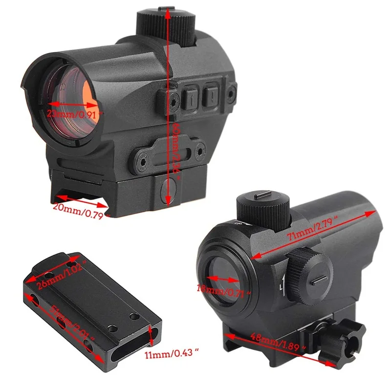 Tactical 1.5 MOA QD Red Dot Sight with Riser Mount 10 Brightness Settings fit Picatinny Rail for Hunting Airsoft (5)