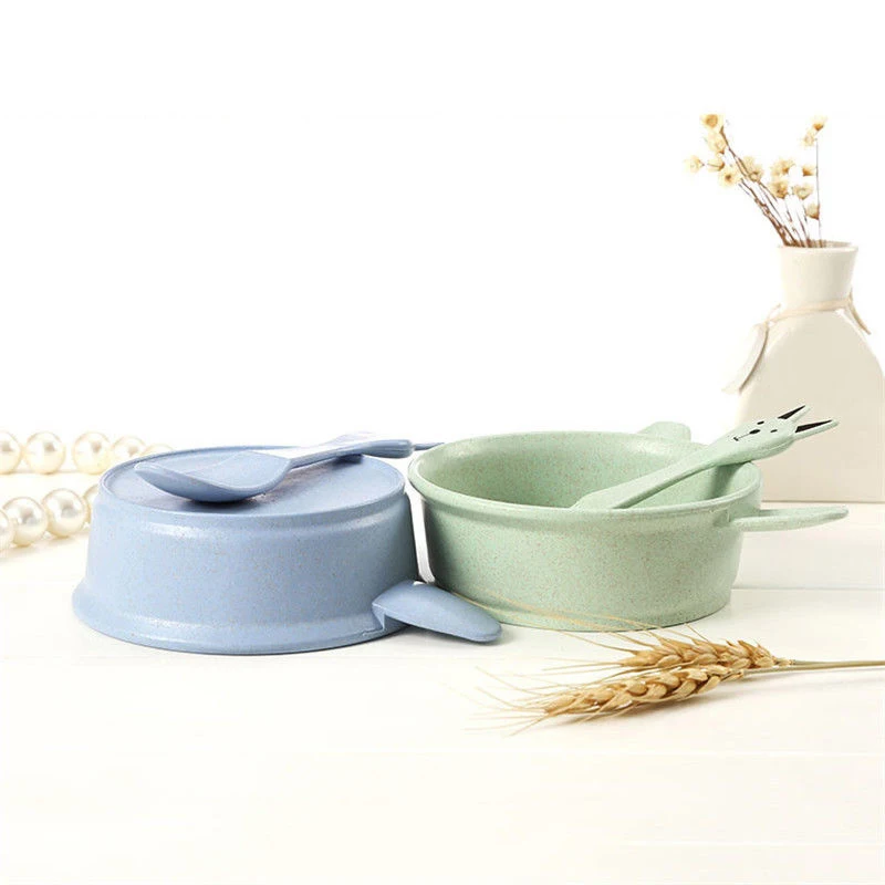 JX-LCLYL 4 Colors Baby Kids Eating Feeding Food Grade BPA Free Bowl Spoon Set