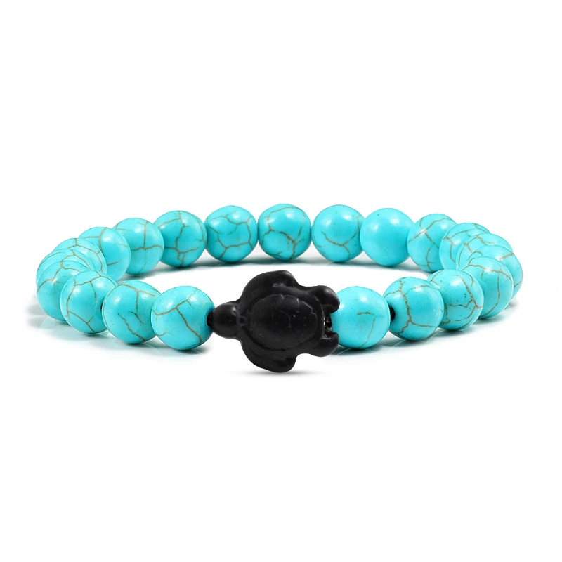 

Men Women Bracelets Turtle Distance Natural Stone Lava Turquoises Bead Yoga Strand Bracelet Bangles Handmade Unisex Jewelry Gift
