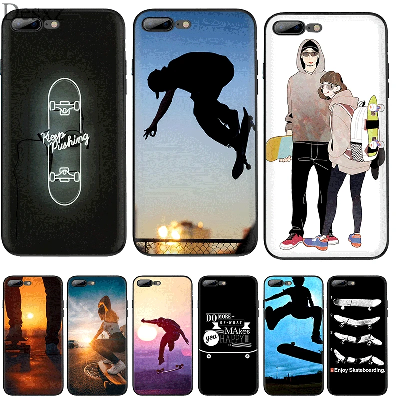 Черный мягкий ТПУ чехол для спортивной доски iPhone 11 Pro 5 5S SE 6 6s 7 8 Plus X XS XR Max Shell |