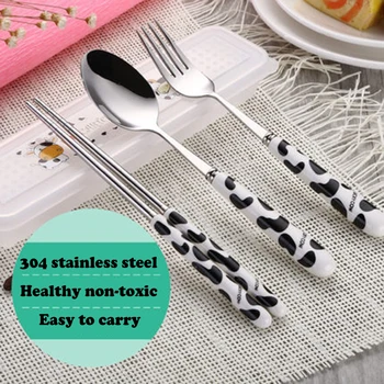 

Ceramic Handle Stainless Steel Knife Fork Cutlery Luxury Dinnerware Flatware Sets Besteck Picnic Sets Posate Party Tools 50N0019