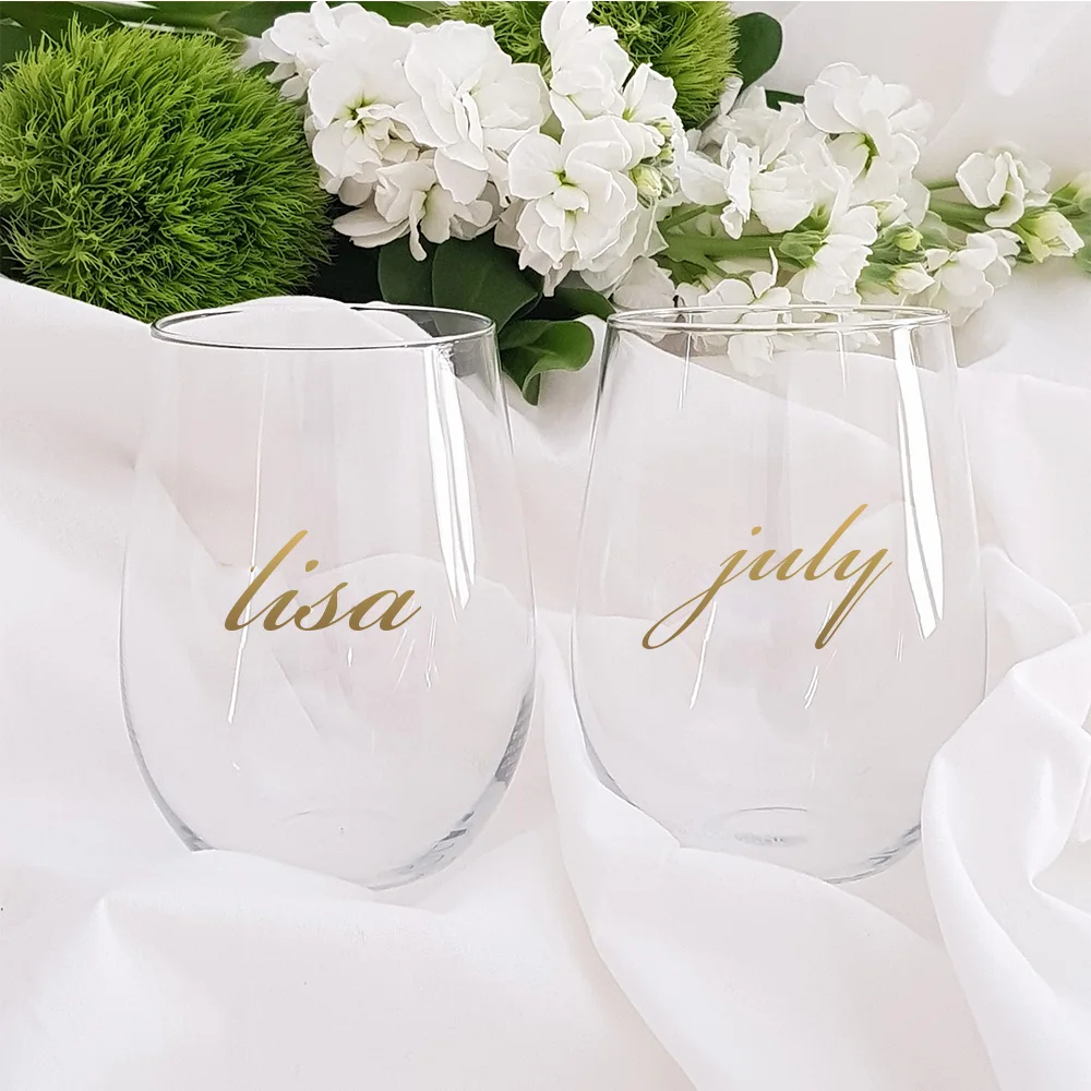Персонализированные Имя DIY Свадебные Вечерние виниловые наклейки на стекло для классического стекла шампанского es-Свадебные названия доступны на день рождения