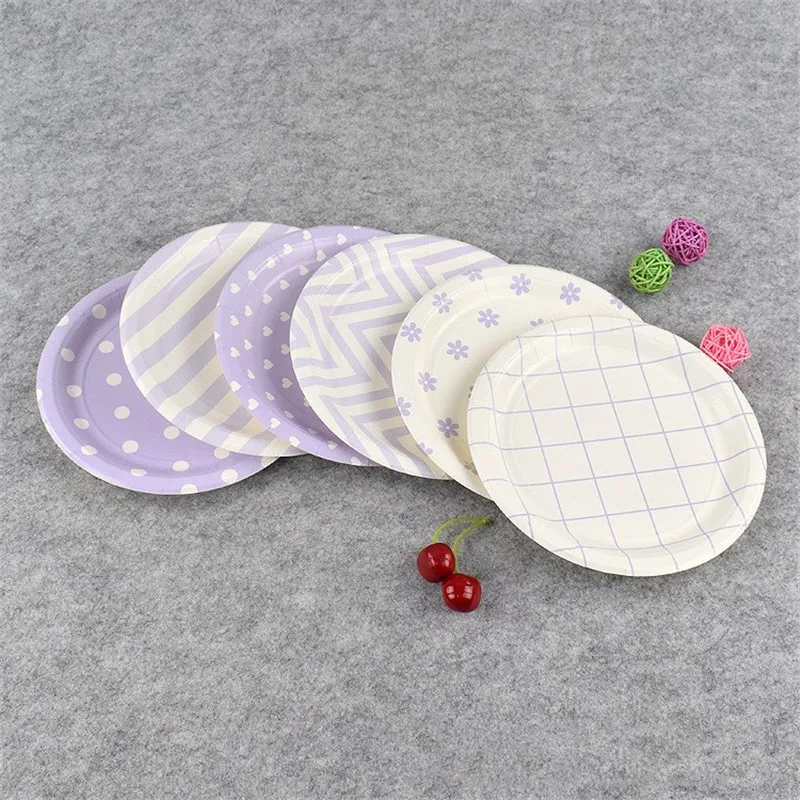 

10PCS/Pack Birthday Party Cute Purple Series Disposable Paper Plates Baby Shower Disposable Plates DIY Decorations Supplies