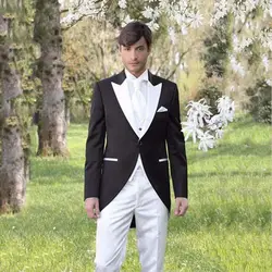 Черный с двубортный жилет мужской костюм для свадьбы Trajes De Hombre Masculino смокинг Slim Fit человек костюм из 3 предметов