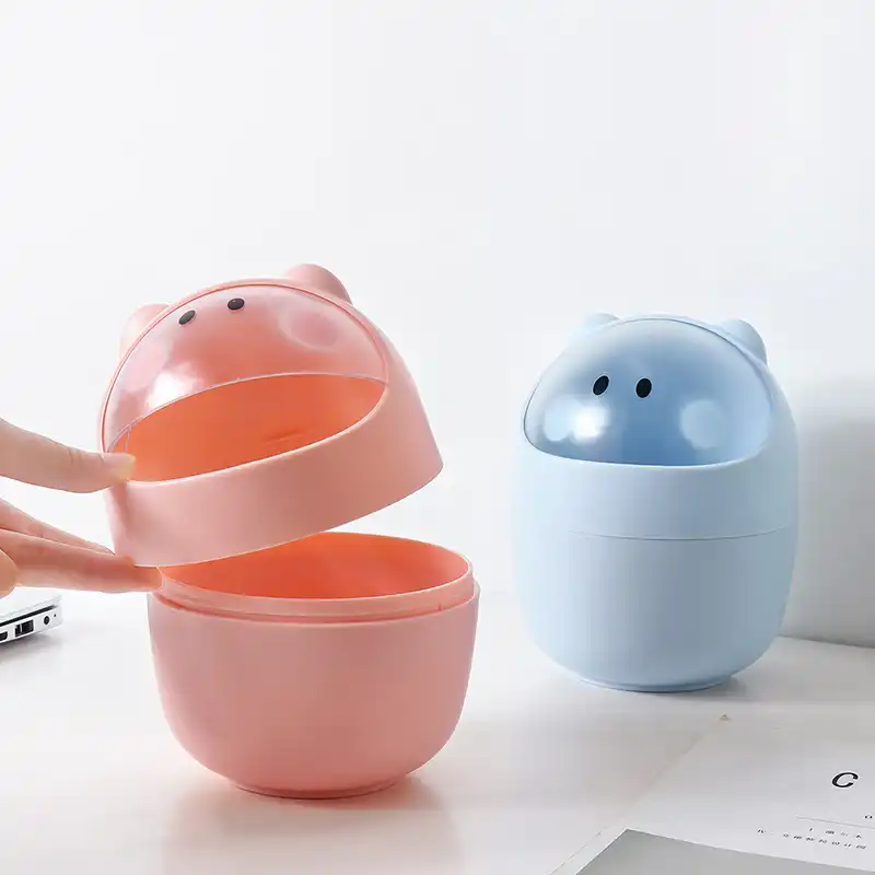 Creative Cartoon Desktop Mini Trash Can Home Decoration Desktop Storage Flip Detachable Small Trash Can Dust Car Garbage Case