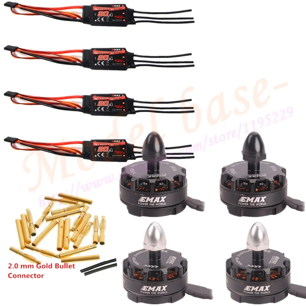 

4X Emax MT2204 II 2300KV Cooling Brushless Motor&4X Emax Simonk 20A Brushless ESC+20pair 2.0mm connect For MINIQAV250 Quadcopter