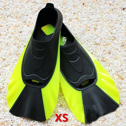 Г., Нескользящие мягкие короткие ласты для плавания для мужчин и женщин, водные виды спорта, подводное плавание, плавники, ручная морская обувь - Цвет: Yellow XS
