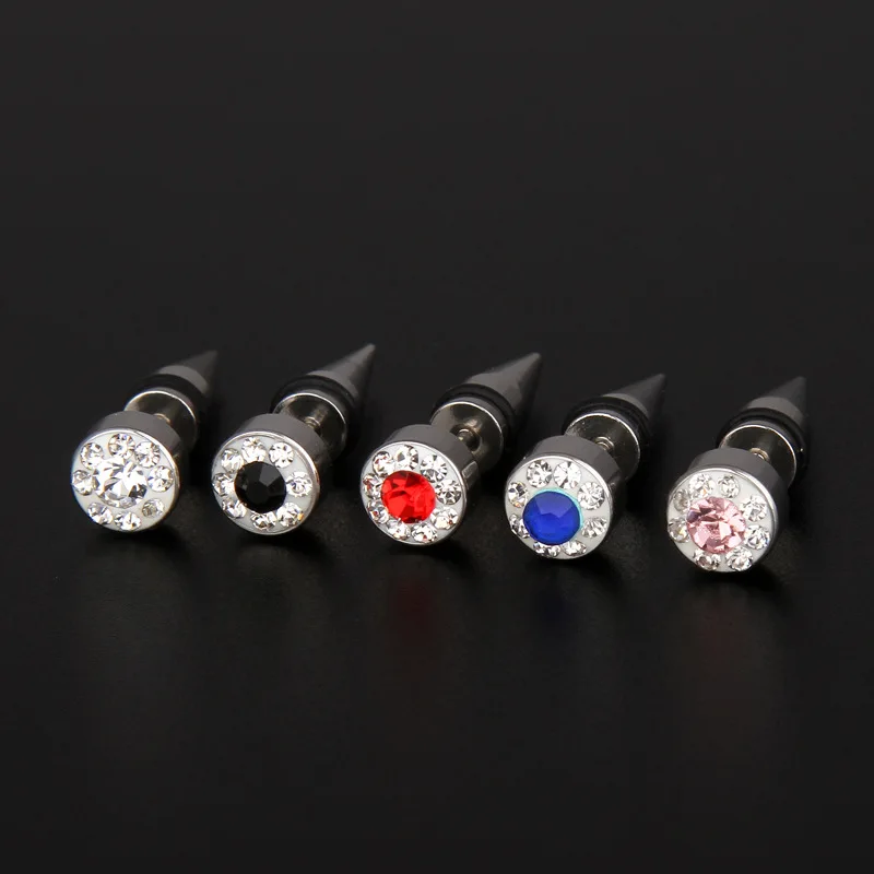 Crystal ear nail Fashion Crystal Rhinestone Stainless Steel Ear Taper