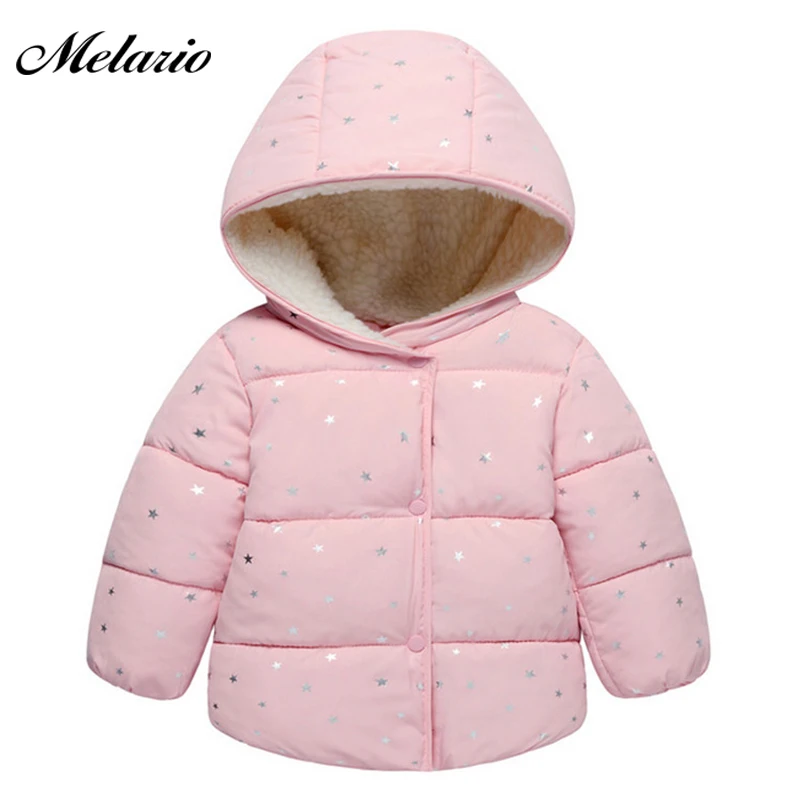 Melario/куртка для маленьких девочек; коллекция года; сезон осень-зима; куртка; пальто со звездами для детей; теплая верхняя одежда с капюшоном; детская одежда; пальто для маленьких девочек