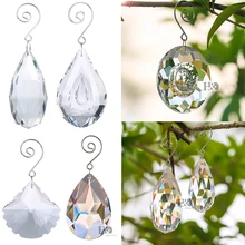 63 мм прозрачное стекло люстра с ХРУСТАЛЬНЫМИ ЭЛЕМЕНТАМИ с крюком подвесной светильник Sun catcher Rainbow Maker призмы украшения окна