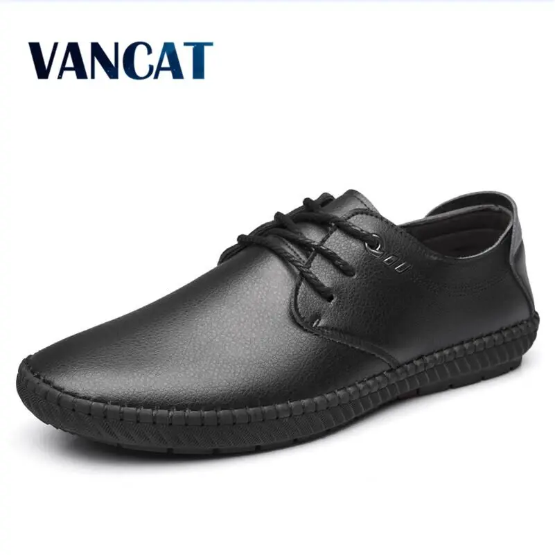 

VANCAT Brand Mens Casual Shoes Handmade Split Leather Men Flats Lace Up Men Loafers Moccasins Men Shoes Designer Footwear