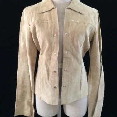 Wet Seal jacket womens size M medium tan 100% leather long sleeve (1)