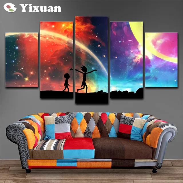 5 Panels Canvas Painting rick and morty poster Wall Art Painting Modern Home Decor Picture For Living Room Framework