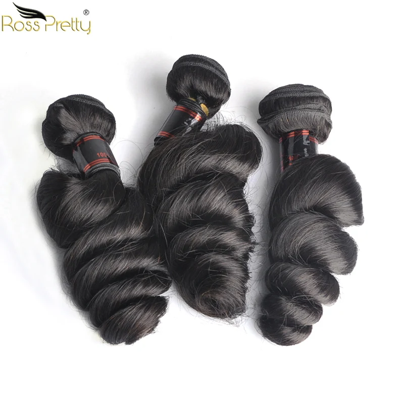 

Hair Weave Bundles Natural 1b Color Brazilian Loose Wave Human Hair Extension 8 to 30inch Remy Ross Pretty Brand Hair 1/3/4pcs
