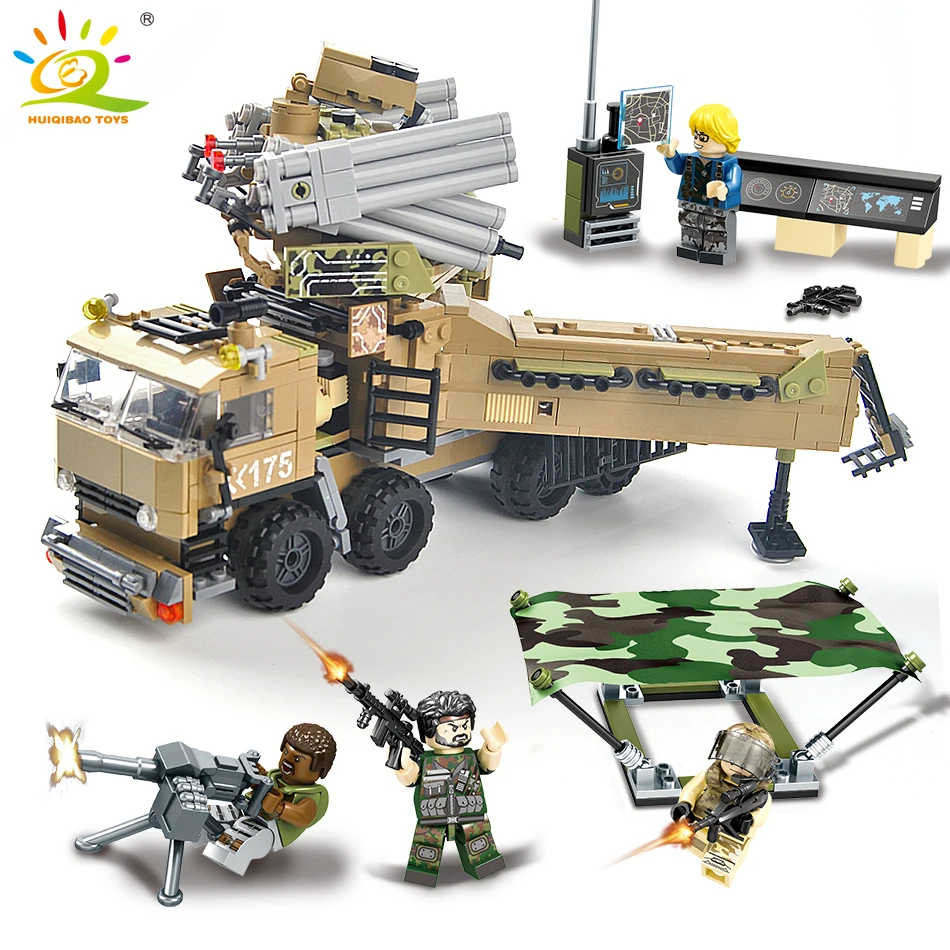 

704pcs Military Command Truck Building Blocks Compatible legoed army soldier Figures weapon car Educational children Toy for boy