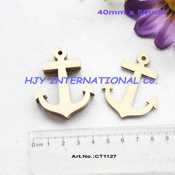 

(60pcs/lot) 40mmx 50mm Blank Natural Anchor Wood Necklace Cutout Crafts tags 2"-CT1127