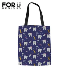 FORUDESIGNS/повседневные женские вместительные сумки для покупок 3D мультфильм стоматологические принты женская сумка на плечо повседневное использование сумки пляжная сумка