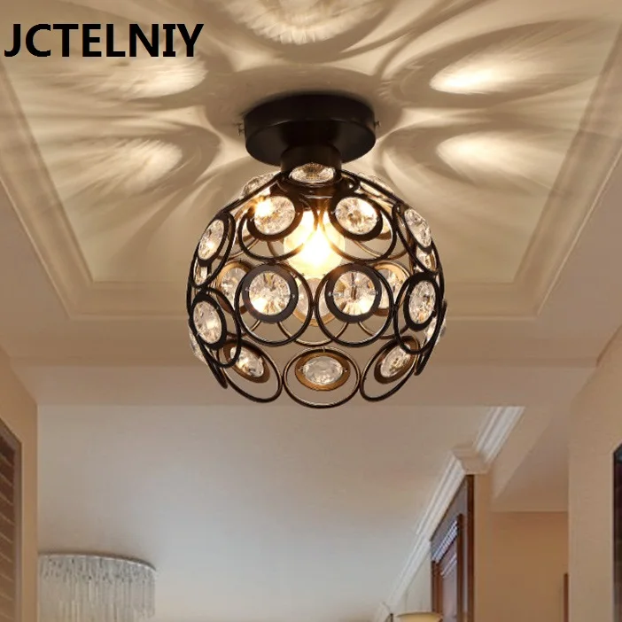 

Luxury Hallway LED Ceiling Light With Glass Lampshade K9 Crystal Decorative Surface Mounted Lamp for Living Room