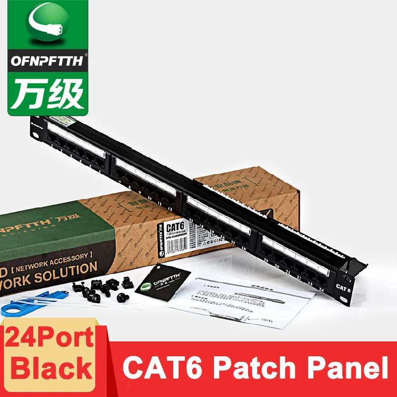 

OFNPFTTH Ethernet Patch Panel CAT6 24P Standard 1u 19inch rack With Cable Management