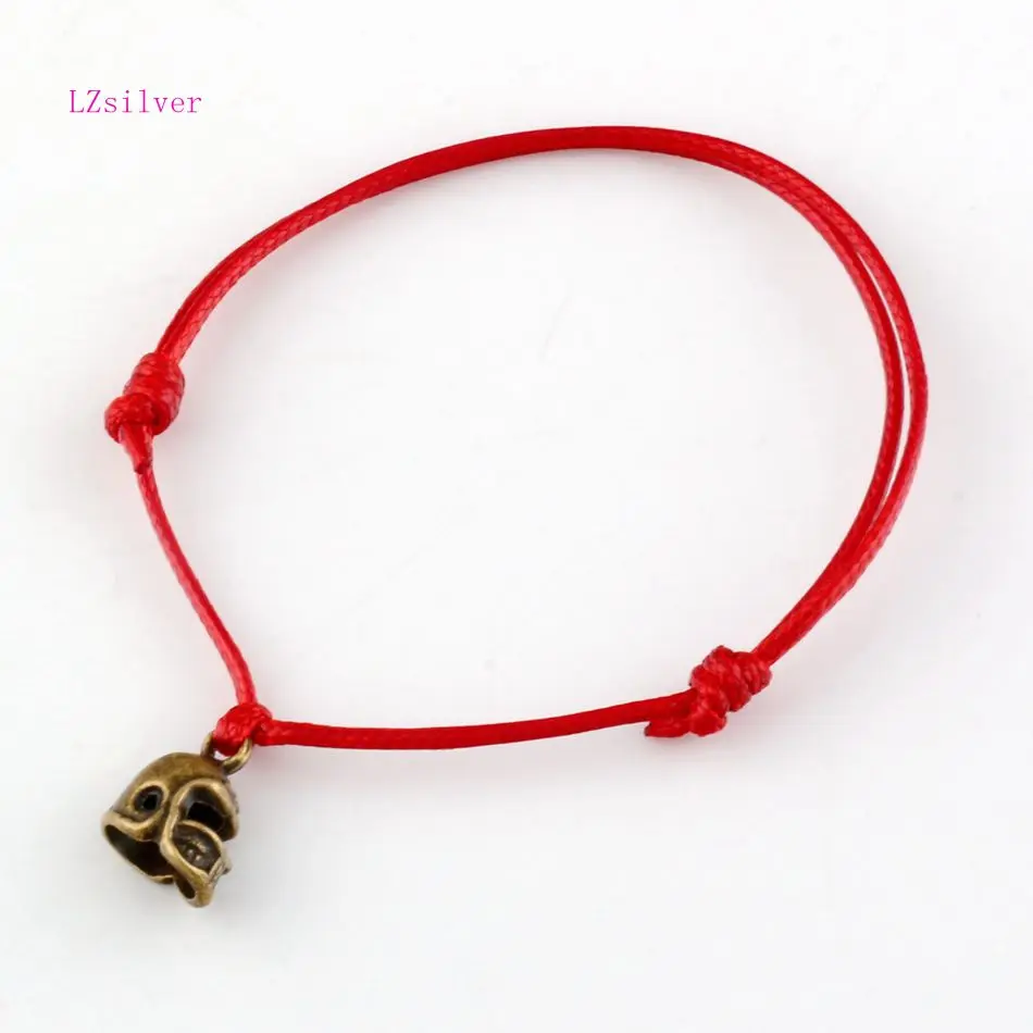 

20 Pcs Antique Bronze Alloy 3D Small Football Helmet Charms Red String Good Luck Adjustable Bracelets B-27