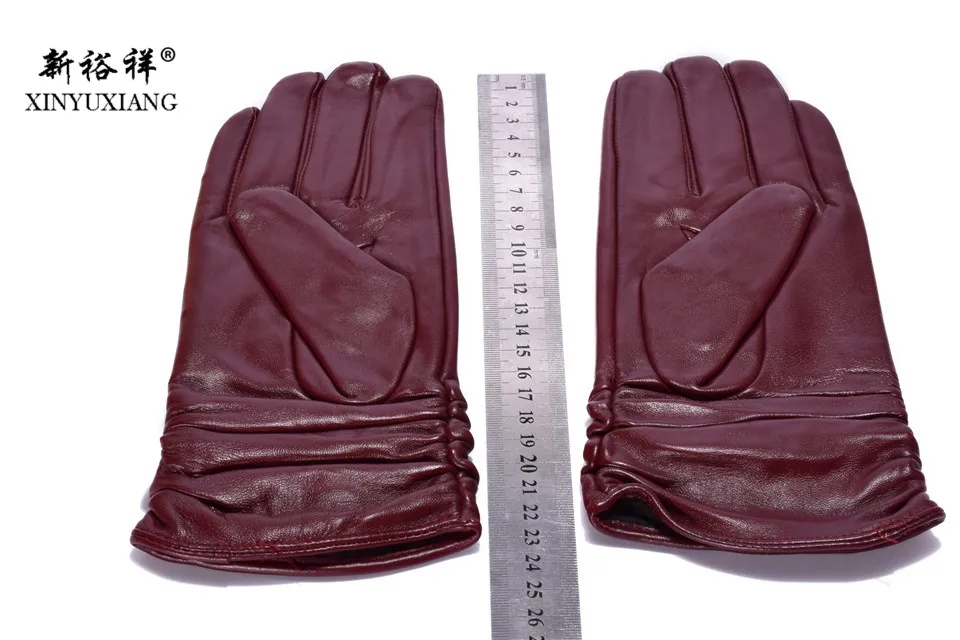 XINYUXIANG модные перчатки из натуральной кожи для женщин, короткие красные зимние осенние теплые перчатки из натуральной овчины для женщин 309NA
