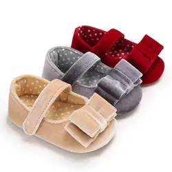 Противоскользящие мягкой подошвой новорожденных для маленьких девочек обувь из однотонной хлопковой ткани для малышей Мокасины Детские
