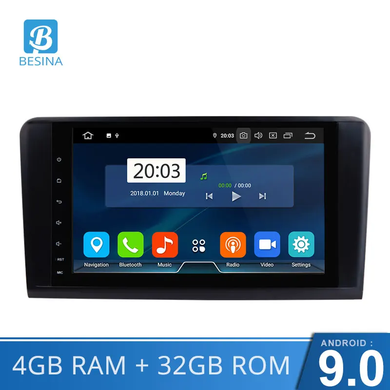 

BESINA Android 9.0 Car Radio For Mercedes Benz ML W164 ML350 ML500 GL X164 GL320 WIFI GPS 2 Din Multimedia Player 4G+32G RDS
