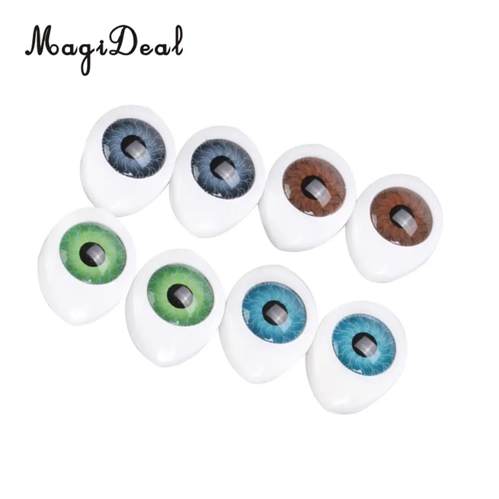 4 Color 8Pcs Oval Hollow Back Plastic Eyes for Plush Animal Doll Mask DIY Craft Accessory Children Toys 8mm