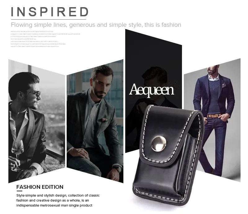 AEQUEEN Zippo Зажигалка для мужчин, держатель для прикуривателя, сумка, маленький футляр для Zippo, супер подходящий кожаный чехол, ветрозащитный черный