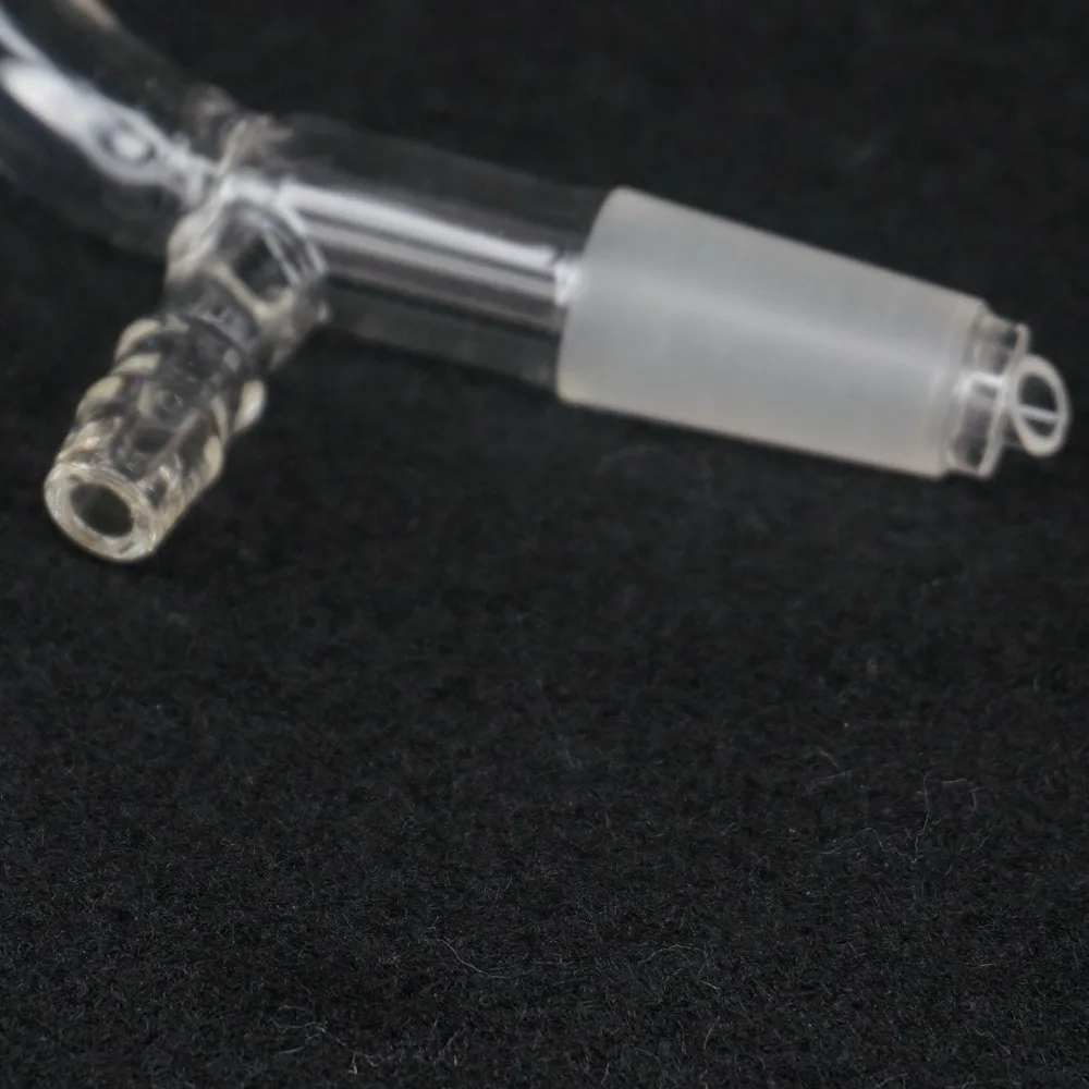 14/23 Joint Glass Vacuum Receiver Adapter Laboratory Lab Science 105 Degree Bend