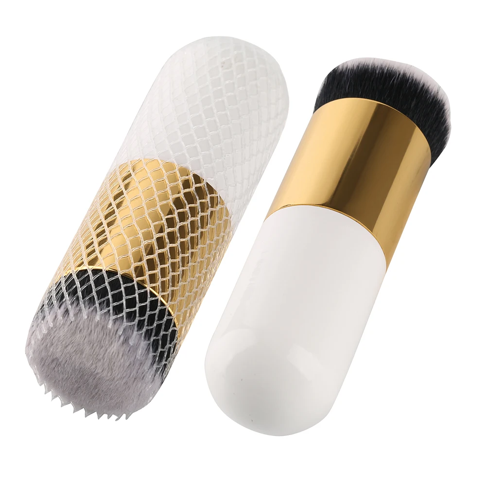 New Chubby Pier Foundation Brush Flat Cream Makeup Brushes Professional Cosmetic Shape Cream Blush Loose Powder Beauty Tool      (9)