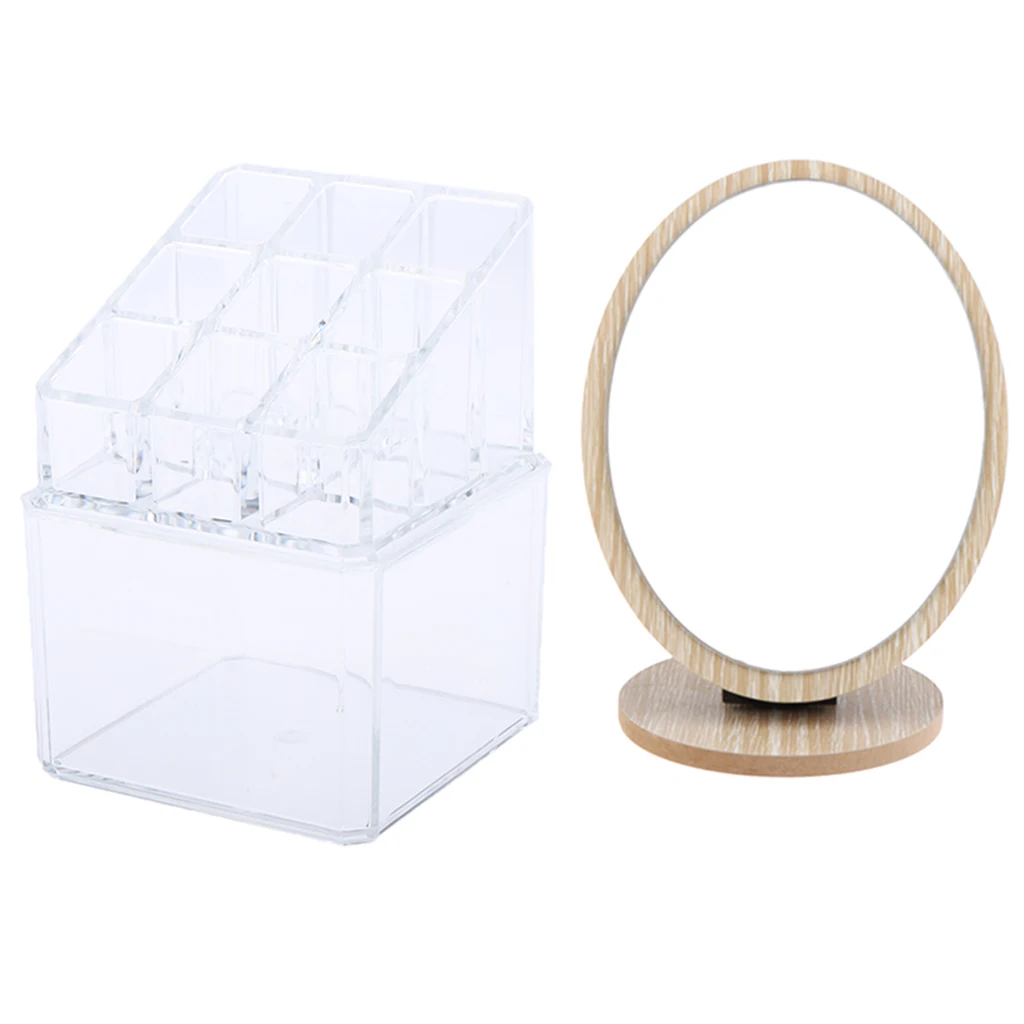 Folding Mirrors Wood Countertop Makeup Mirror Acrylic Lipstick