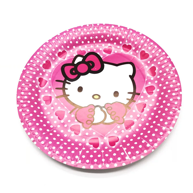 10PCS/LOT HELLO KITTY THEME PAPER PLATES BABY SHOWER PARTY DECORATIONS