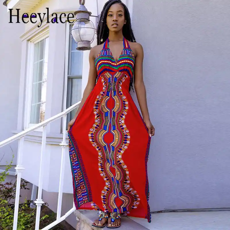 african print halter dress