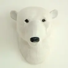 Искусственный белый медведь голова подарок белый медведь голова украшение стены мини белый медведь голова ремесло