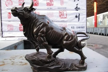 

12 Chinese Pure Bronze Copper Feng Shui wealth Money cow OX Bull Art Statue