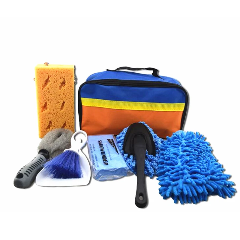 US $22.22 7pcsSet Car Cleaning Tools Car Wash Kit Interior Exterior Cleaning Sponge Brush Towel Bag