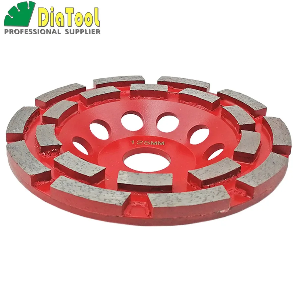 DIATOOL Diameter 5"/125mm Professional Diamond Double Row Grinding Cup Wheel For Concrete, Bore 22.23mm