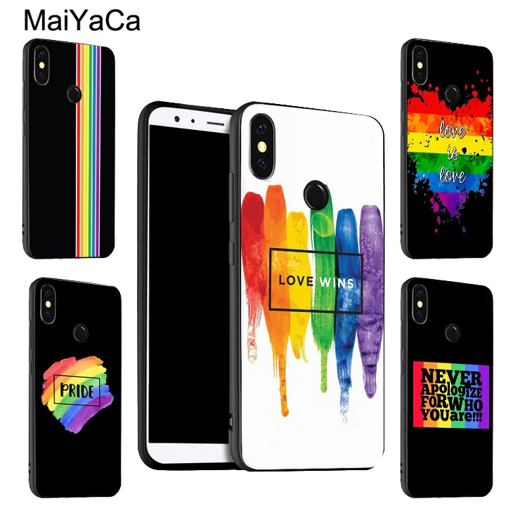 

MaiYaCa Gay Pride LGBT Silicone Phone Case For Xiaomi Redmi 5 Plus S2 6A Note 5 Pro 7 5A 4X Mi 8 6X A2 6 9 Max 3 2 Mix 2s Cover