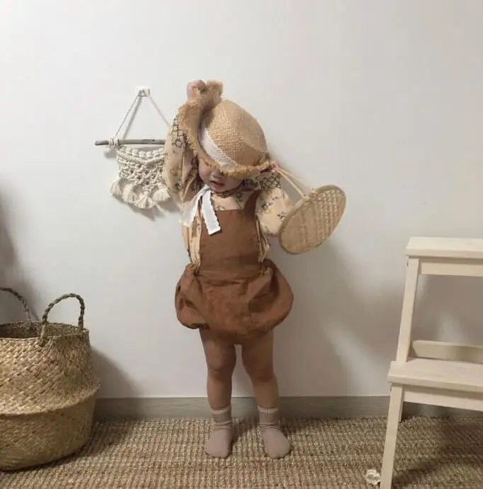 

2019 Babys Girls Boys Romper Cotton Linen Autumn Babys Jumpsuit 0-3t PV531