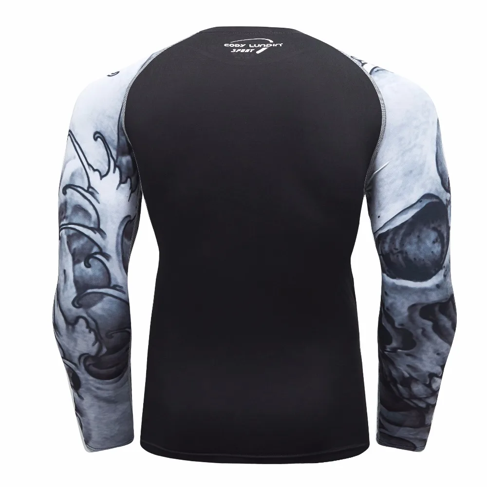 Мужская спортивная одежда для фитнеса с 3D принтом, с длинным рукавом, для велоспорта, мужская спортивная одежда, компрессионная рубашка, ММА, тренировочная базовая одежда