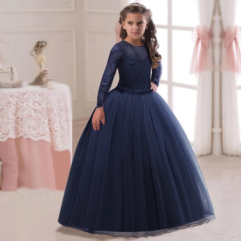 Big Size Kids Dress for Girls Wedding Tulle Lace Long Girl Dress ...